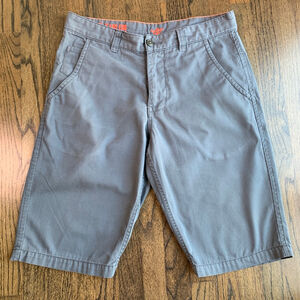 Men's Dockers Alpha Khaki Slim Fit Flat Front Casual Gray Chino Shorts Size 32